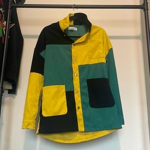 Cowboy Stars | Vintage Button Up | Green, Black, Yellow | Small | Worn